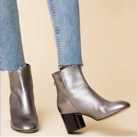Rag & Bone Drea Metallic Leather Boots In Gunmetal - Picture 3 of 4